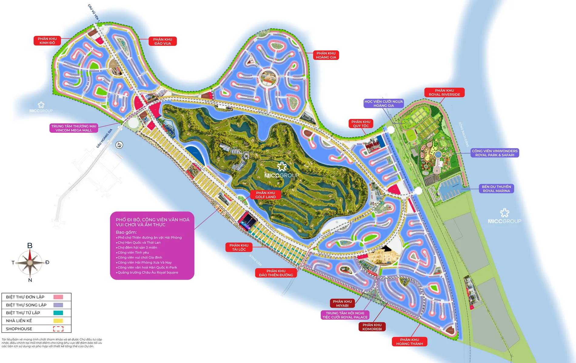 Mặt bằng tổng thể quy hoạch dự án Vinhomes Royal Island đảo Vũ Yên