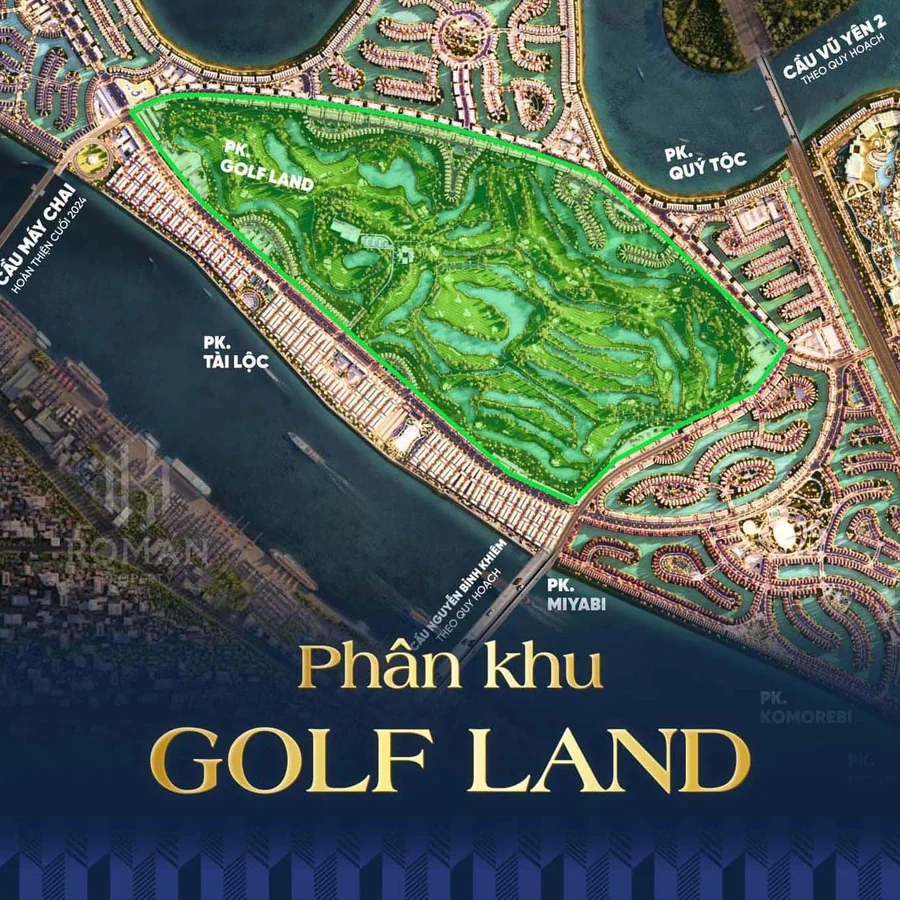 Vị trí phân khu Golf Land trên bản đồ Vinhomes Royal Island
