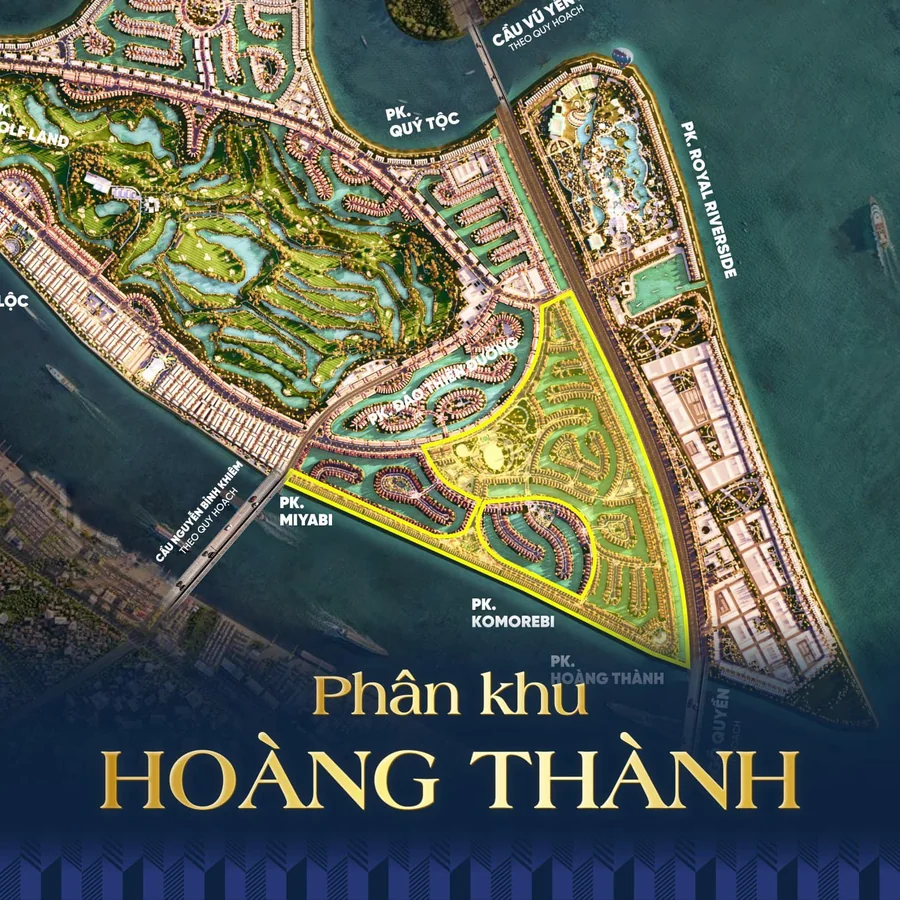 Vị trí phân khu Hoàng Thành trên bản đồ Vinhomes Royal Island