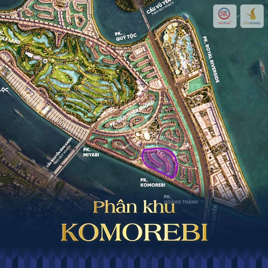 Vị trí phân khu Komorebi trên bản đồ Vinhomes Royal Island